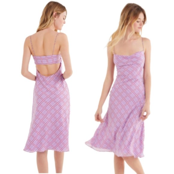 Finders Keepers Dresses & Skirts - FINDERS KEEPERS Nostalgia Cowl Neck Midi Slip Dress in Lilac Check Plaid 4